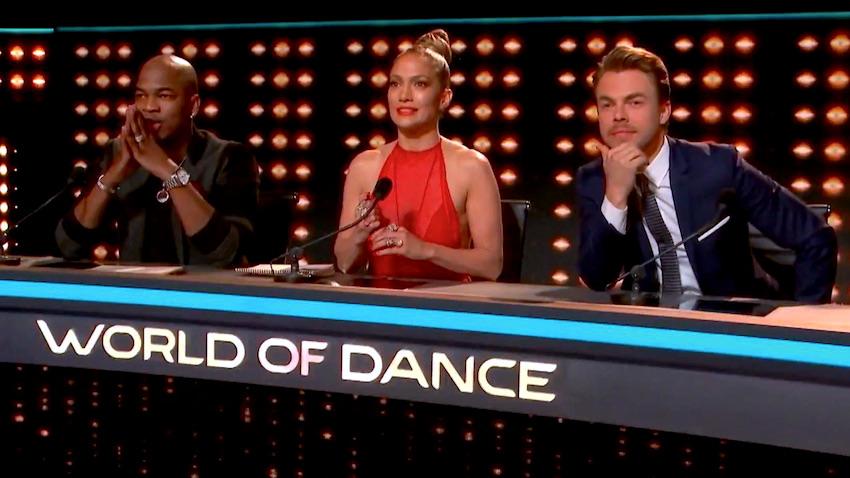 Ne-Yo, Jennifer Lopez and Derek Hough in World of Dance